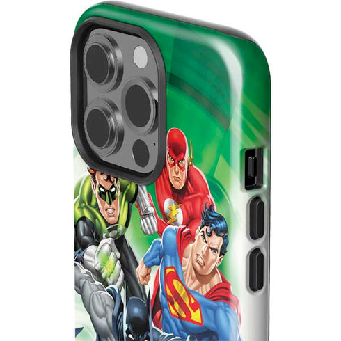 Justice League Team Power Up Green iPhone 15 Pro Impact Case